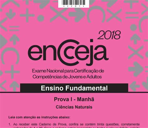 Caderno De Questões Encceja 2022