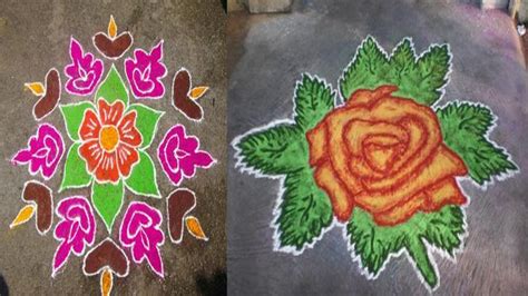 Rose Flower Rangoli Designs With Dots | Best Flower Site