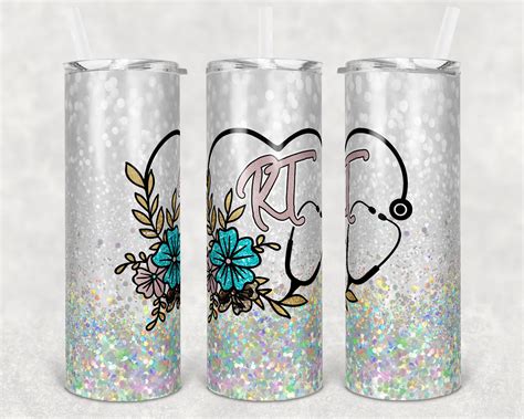 20 Oz Skinny Tumbler Sublimation Design Template Glitter Etsy