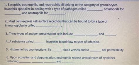 Solved Basophils Eosinophils And Neutrophils All Chegg