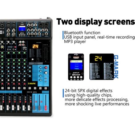 G MARK Professional 16 Channel Digital Bluetooth Sound Board Mixing