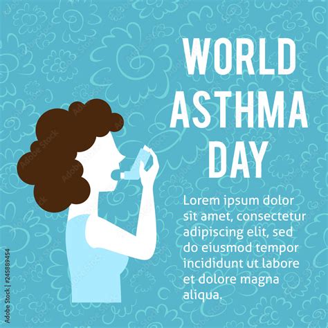 A vector image with a patient with asthma using the inhaler. World ...