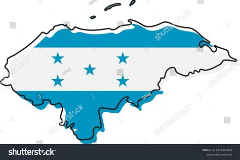 Stylized Outline Map Of Honduras With National Royalty Free Stock