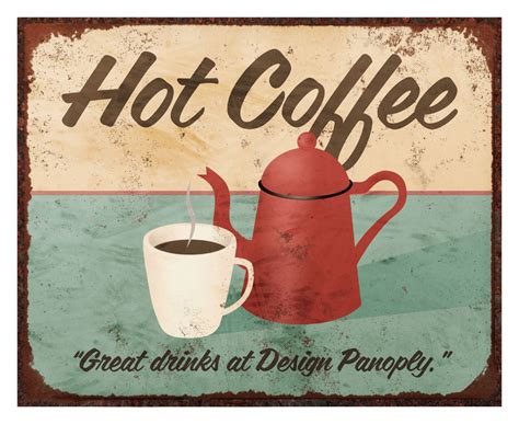 Old Vintage Hot Coffee Sign (Replica)/Aluminum Panel 8" x 10" Coffee ...