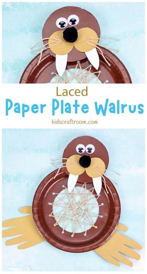 Laced Paper Plate Walrus Craft Winter Crafts For Kids Arctic Animals