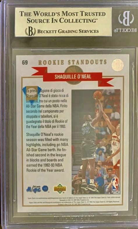 Upper Deck Shaquille Oneal Auto Signed Rookie Standout Italian