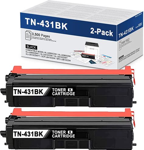 Compatible Tn431bk Tn431 2 Pack Black Toner Cartridge Replacement For Brother Tn 431 Mfc