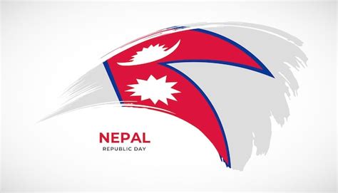 Dibujo A Mano Pincel Trazo Bandera De Nepal Con Efecto De Pintura