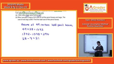 2018 P5 Maths Week 8 Whole Numbers Assumption Method Postive Quantities Youtube