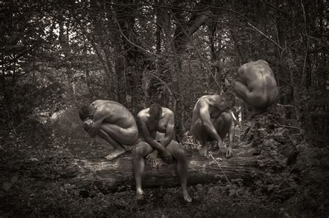 Premium Photo Multiple Image Of Naked Man Sitting On Fallen Tree In