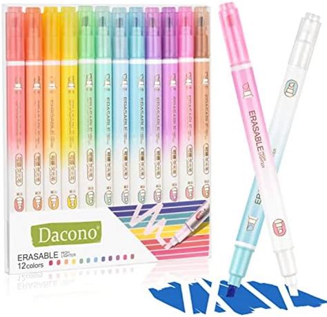 Amazon Dacono Erasable Highlighters 12 Pcs Double Head Smooth