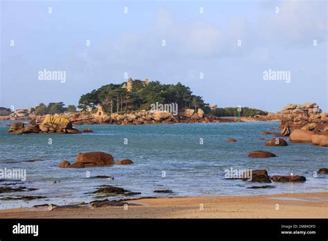 View From The Beach Plage Saint Guirec To The Chateau De Costaeres