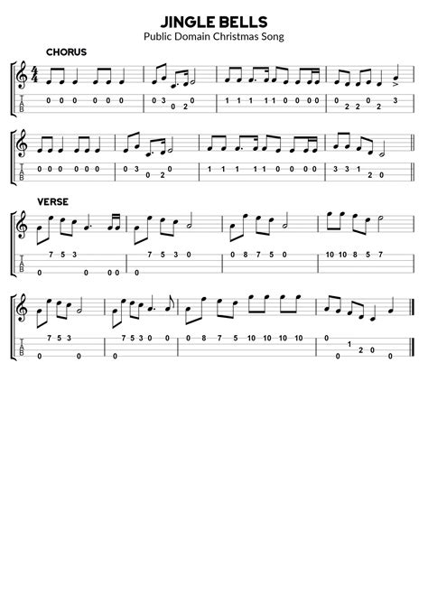 Jingle Bells In C Chords And Melody Guitar And Ukulele Learn Guitar For Free