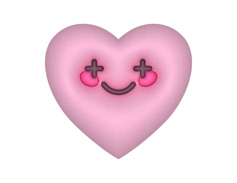 3d Pink Cute Heart Emoji And Plus Eyes 28115388 PNG