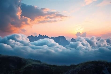 Premium Ai Image Majestic Mountain Sunset Breathtaking Sky With