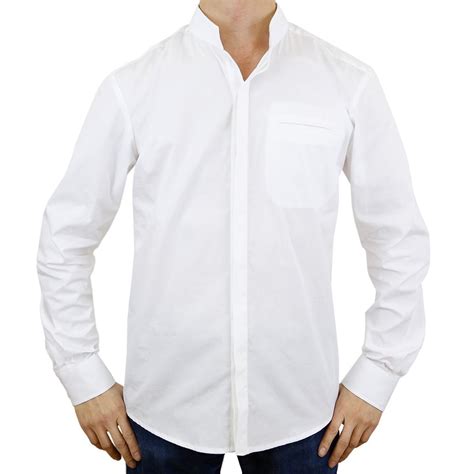 Chemise Col Mao Officier En Popeline De Coton