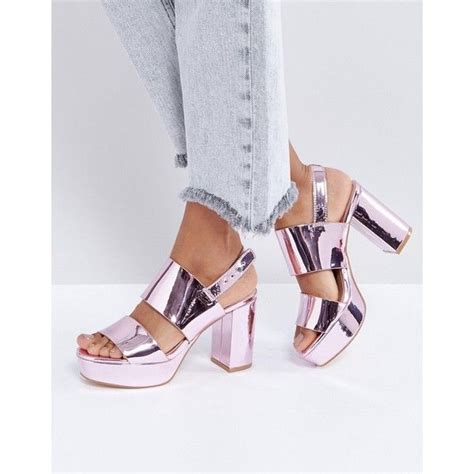 Monki Metallic Platform Sandals 715 Zar Liked On Polyvore Featuring