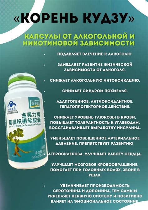 КАПСУЛЫ ОТ АЛКОГОЛЬНОЙ И НИКОТИНОВОЙ ЗАВИСИМОСТИ КОРЕНЬ КУДЗУ