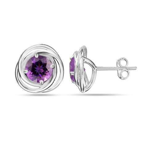 LeCalla 925 Sterling Silver Light Weight 6MM Round Amethyst Gemstone