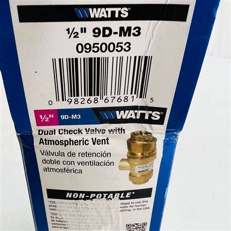 Watts 9d M3 0950053 12 Brass And Tubular Dual Check Valve With Atmospheric Vent Ebay