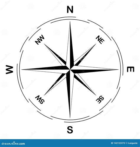 Compass Rose Vector On An Isolated White Background Stock Vector