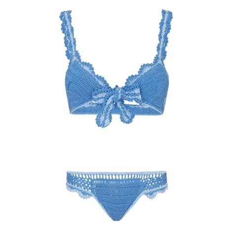 Maiyo Swim Swim Blue Crochet Two Piece Triangle Bikini With Tie Poshmark
