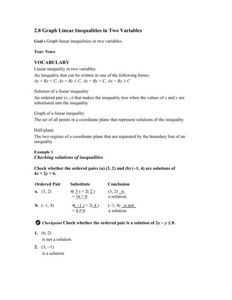 Graph Linear Inequalities in Two Variables