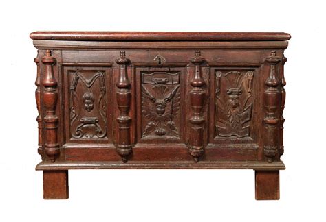 An English Carved Oak Coffer, 17thc. | Inventory | WOLFS Fine Paintings ...