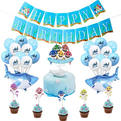 Buy Liita Pack Baby Cute Shark Party Decorations Happy Birthday