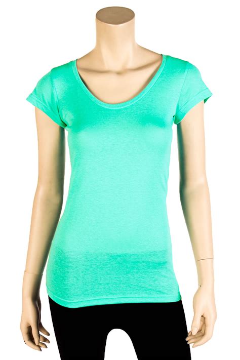 Womens Basic Tee T Shirt Short Sleeve Round Crew Neck Solid Colors