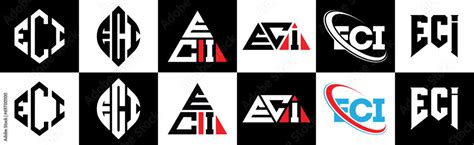 Eci Letter Logo Design In Six Style Eci Polygon Circle Triangle