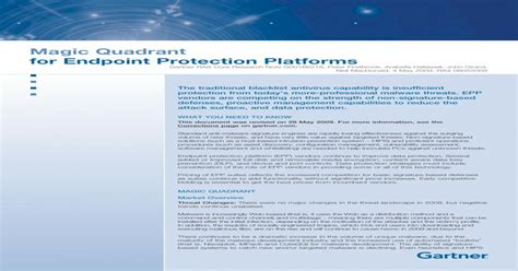 Magic Quadrant For Endpoint Protection Platforms Magic Quadrant For