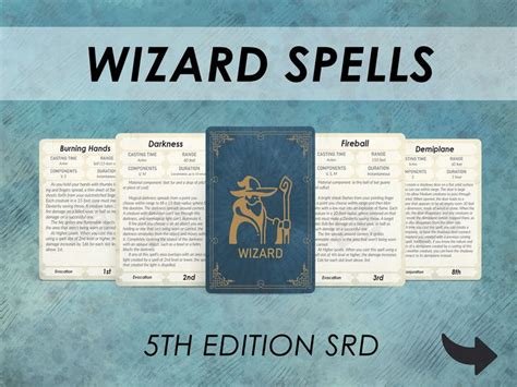 Dnd Wizard Spell Cards Dnd Spellbook Printable D D Accessory Dungeon