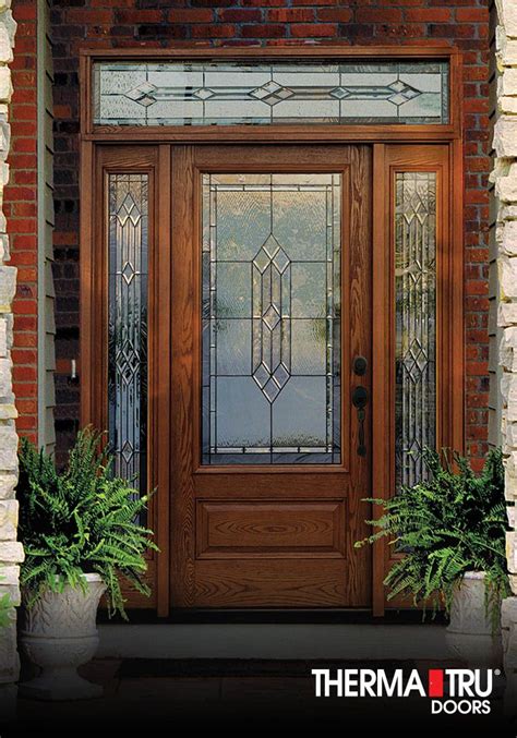 3 4 Lite 1 Panel Fiberglass Exterior Door With Decorative Glass By