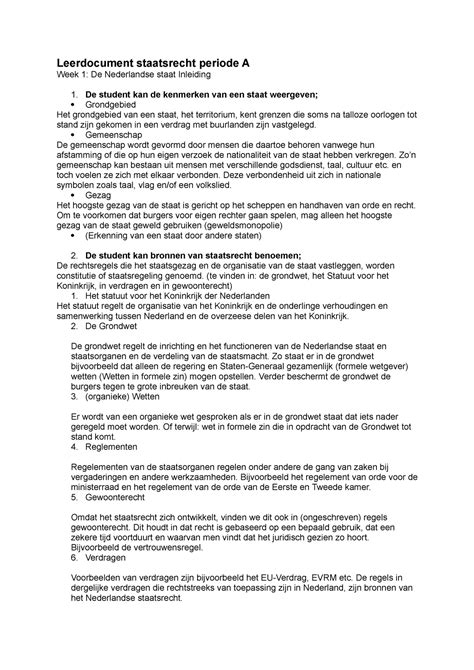 Leerdocument Van Het Staatsrecht Leerdocument Staatsrecht Periode A