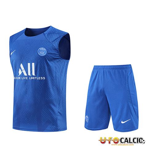 Outlet Kit Canotta Allenamento Pantaloncini Psg Blu