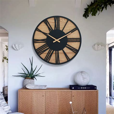 Horloge Murale Vintage Industrielle Noire Horloges Pendules Vintage