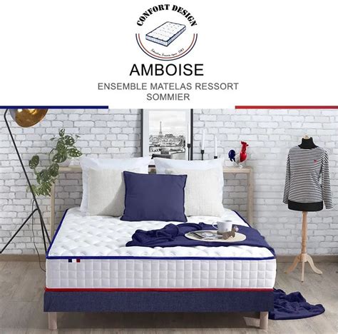 CONFORT DESIGN Ensemble Matelas Sommier AMBOISE 160 X 200 Cm Pas Cher