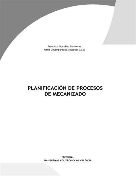 Planificación De Procesos De Mecanizado Riunet