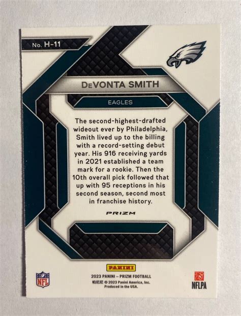 Prizm Football Green Wave Emergent Devonta Smith Eagles No H