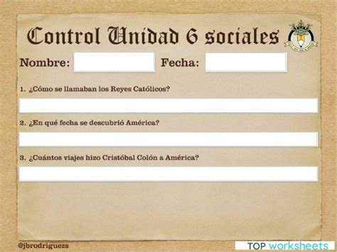 Control U6 Sociales 5º Ficha Interactiva Topworksheets