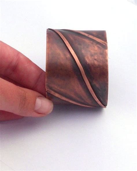 Diamond Copper Cuff Fold Formed Copper Bracelet Etsy Metal Art