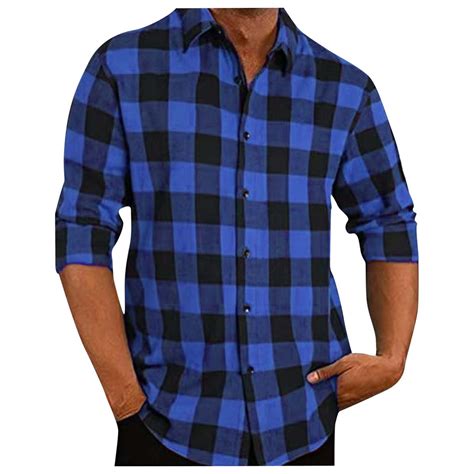 APEXFWDT Mens Flannel Shirts Long Sleeve Casual Regular Fit Button Down ...