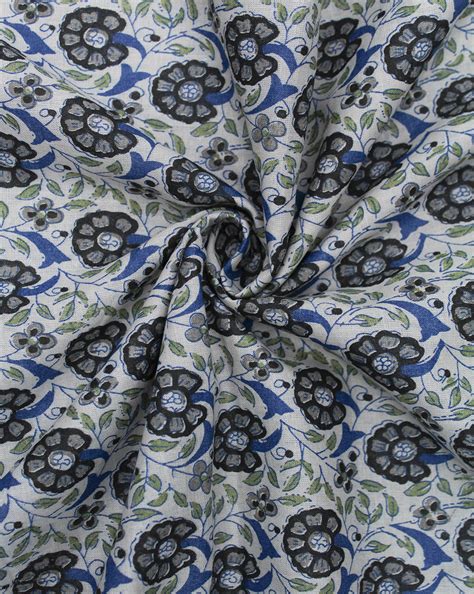 White Floral Design Cotton Printed Fabric Sahni Fabs