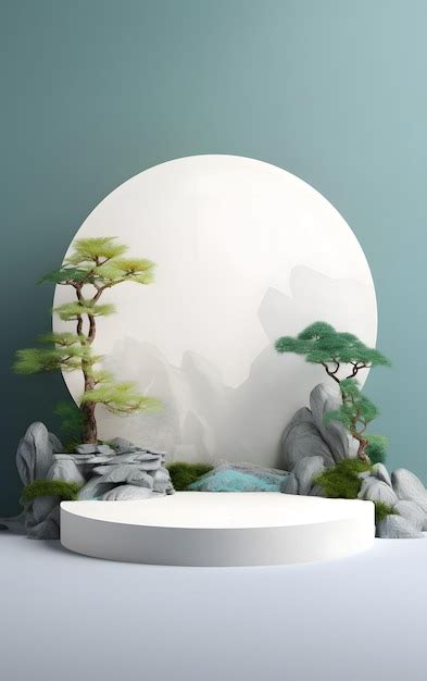 Premium AI Image 3D Chinese Style Product Display Booth Creative Map