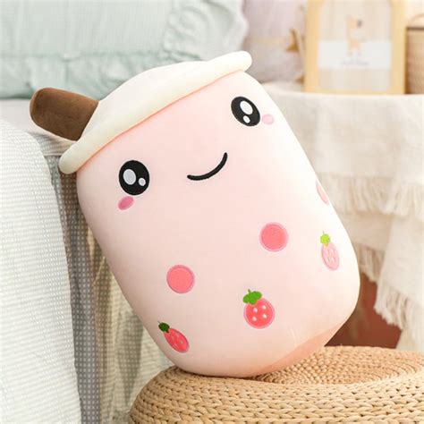 Aixini Strawberry Boba Plush Inch Pink Stuffed Bubble Tea Plushie Milk