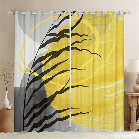 Yst Minimalism Modern Blackout Curtains Grey Black Yellow Curtains Mid