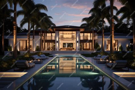 premium photo  stunning mansion   sparkling pool