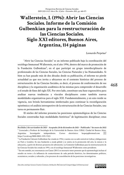 Pdf Wallerstein I 1996 Abrir Las Ciencias Sociales Informe De