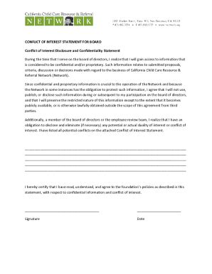 Fillable Online Conflict Of Interest Disclosure Form Fax Email Print